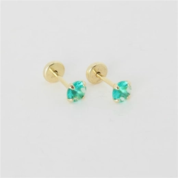 4MM PARAÍBA FLAT EARRING WITH 9.5MM GOLD PLATED PIN