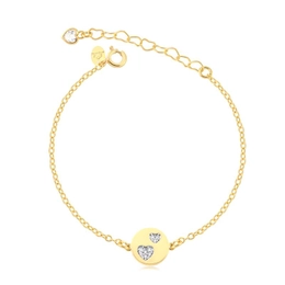 CIRCLE BRACELET WITH TWO HEARTS SET WITH ZIRCONIA STONES GOLD PLATED