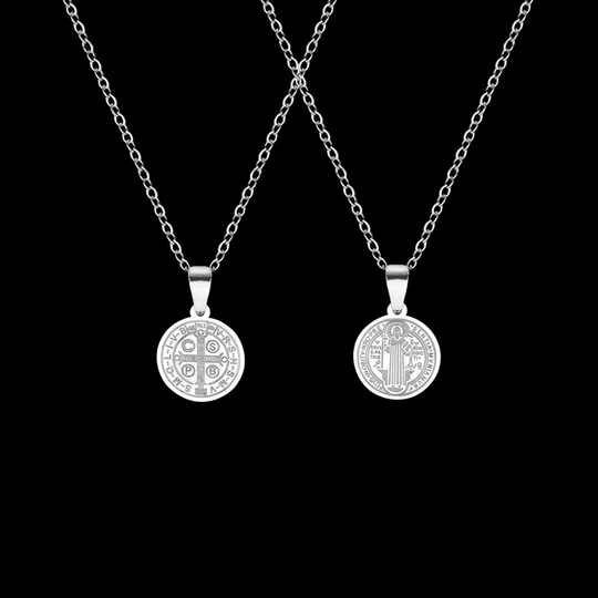 Hevel Pingente Currency Silver St. Benedict Small in Steel 316