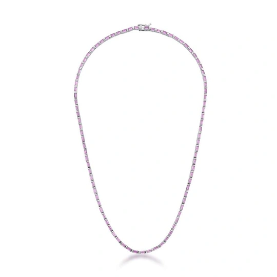 Pink rectangular crystal necklace