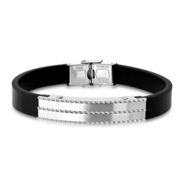 SMOOTH LEATHER BRACELET WITH SMOOTH STEEL PLATE