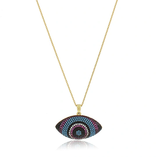 Greek eye necklace studded with colored zirconias