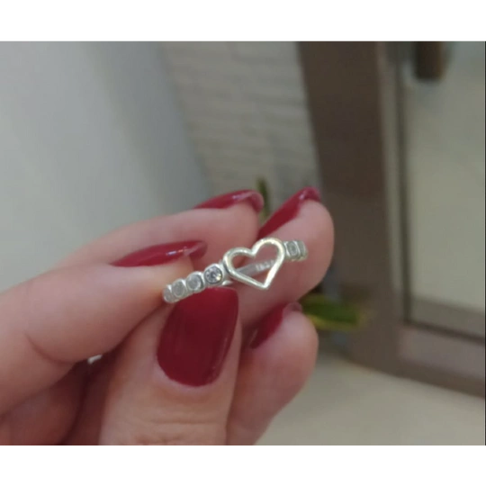LEAKED HEART RING STUNTED ZIRCONIA CRYSTAL ON THE SIDE