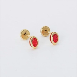 DOUBLE OVAL EARRING SS12 SIAM RUBY GOLD PLATED