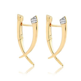 ARTICULATED EARRING WITH GOLD-PLATED ZIRCONIA STONES