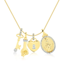 PROTECTIVE QUARTET PENDANT WITH GOLD-PLATED ZIRCONIA