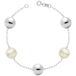 13MM BALL BRACELET AND SILVER PEARLS