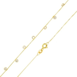 Gold necklace with hanging light points