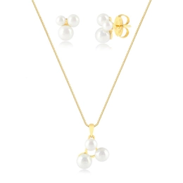 GOLD PLATED SHEL PEARL TRIO SET