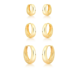 KIT OF THREE PAIRS OF GOLD-PLATED SMOOTH RINGS