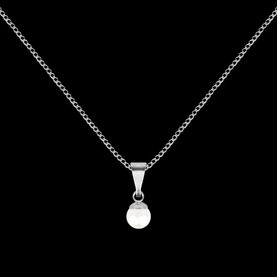 Hevel set necklace and 8mm pearl earring in surgical steel 316