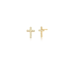 CROSS EARRING WITH WHITE ZIRCONS GOLD PLATED