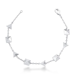 Bracelet with triangles and smooth squares bathed to rhodium