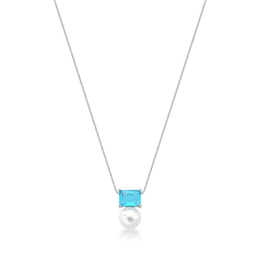 NECKLACE WITH RECTANGULAR PENDANT AND SILVER ROUND PEARL