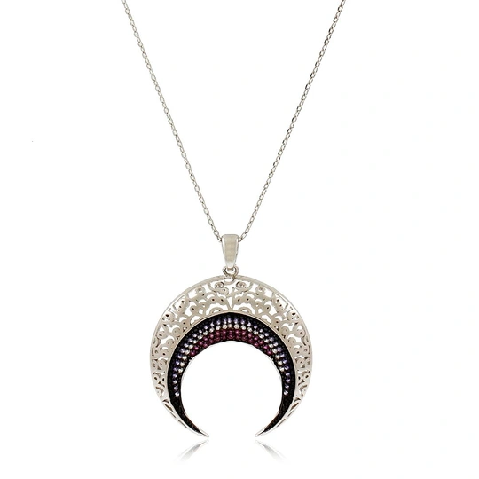 Necklace studded with colorful zirconia