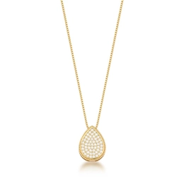 NECKLACE WITH GOLD PLATED STUDDED DROP PENDANT