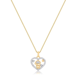 HEART CHOKE WITH BOY WITH GOLD PLATED ZIRCONIA STONES