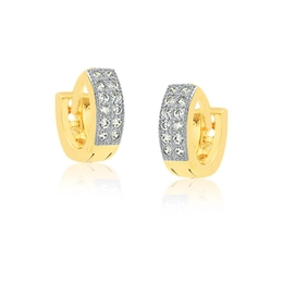 MINI CLICK HOOP EARRING WITH GOLD-PLATED MICROZIRCONIA