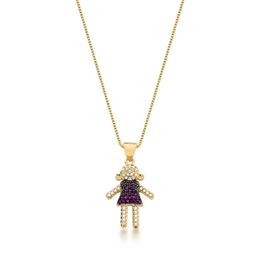 NECKLACE WITH PINK GOLD PLATED GIRL'S PENDANT