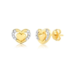 HEART EARRING WITH GOLD PLATED ZIRCONIA STONES