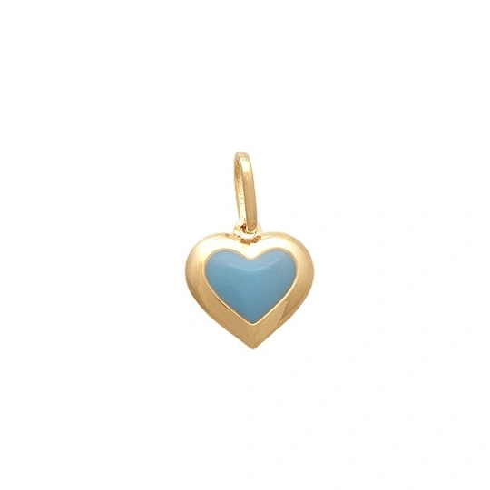 Heart Pendant Flat Rounded Edge Half With Pastel Blue Resin
