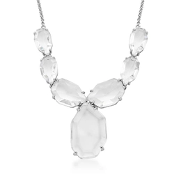 Necklace with seven colorless crystals bathed to rhodium