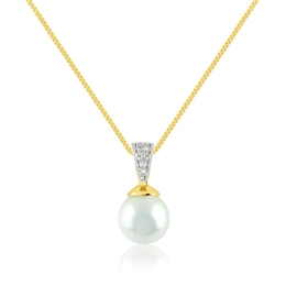 GOLD-PLATED PEARL CHOKE WITH ZIRCONIA STONES