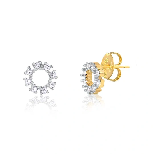 MINI CIRCLE EARRING WITH GOLD PLATED ZIRCONIA STONES