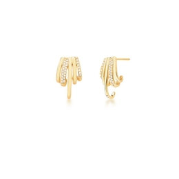 GOLD PLATED SMOOTH AND STUDED CURVED EARRING