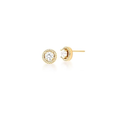 ROUND EARRING WITH WHITE ZIRCONIA GOLD PLATED