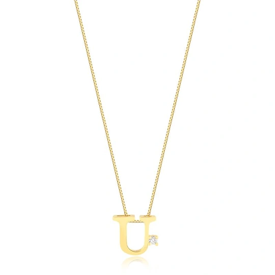 LETTER U NECKLACE WITH GOLD-PLATED LIGHT POINT