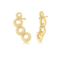 GOLD PLATED TEXTURED ROUND EAR CUFF EARRING