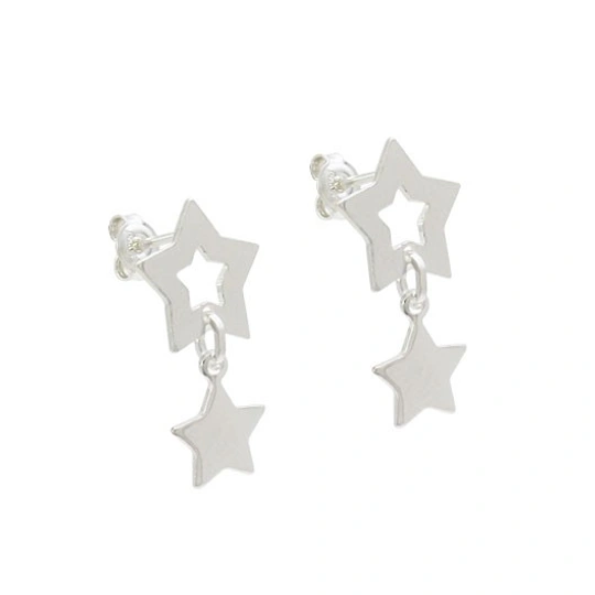 Silver Star Earring With Flat Star