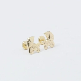 GOLD PLATED BABY STROLLER EARRING