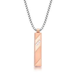 NECKLACE WITH SMOOTH RECTANGULAR PENDANT IN STEEL
