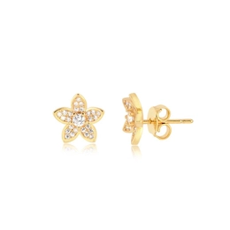 FLOWER EARRING STUDED CRYSTAL GOLD PLATED