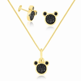 GOLD PLATED MICKEY MOUSE KIDS SET WITH ZIRCONIA STONES