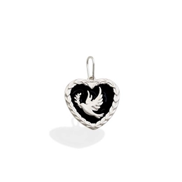 Corazón colgante de plata con rama fronteriza del Espíritu Santo Oliveira