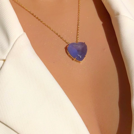 Heart necklace with lilac zirconia