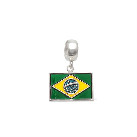 berloque prata bandeira do brasil