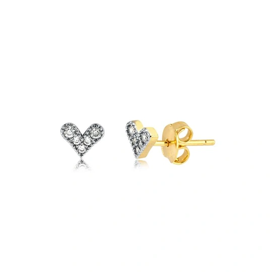 Mini -heart earring with gold plated zirconias stones