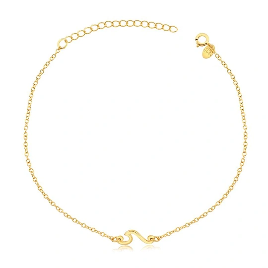 Anklet with gold -leed wave pendant