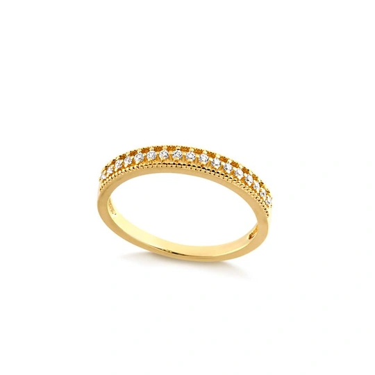 Treed ring leaked with gold plated zirconias