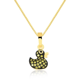 CHILDREN'S CHOKE WITH DUCKLING WITH GOLD-PLATED ZIRCONIA STONES