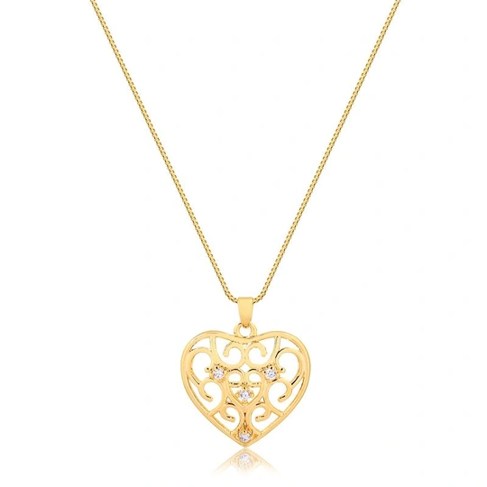 **FINISHES** HEART CHOKE WITH GOLD-PLATED ZIRCONIA