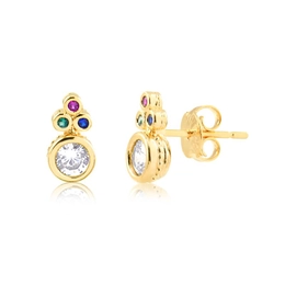 EARRING WITH POINT OF LIGHT AND COLOR GOLD-PLATED STONES