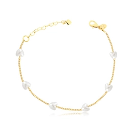 GOLD PLATED HEARTS BRACELET WITH PEARLS