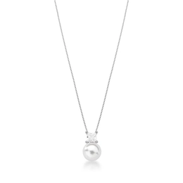 NECKLACE WITH SQUARE PENDANT AND SILVER ROUND PEARL