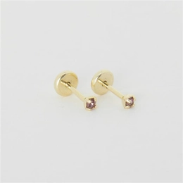 FLAT EARRING SS4.5 AMETHYST WITH PIN 9.5MM GOLD PLATED