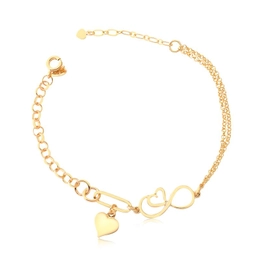 2mm and 4mm Portuguese bracelet with infinity and heart venue to gold